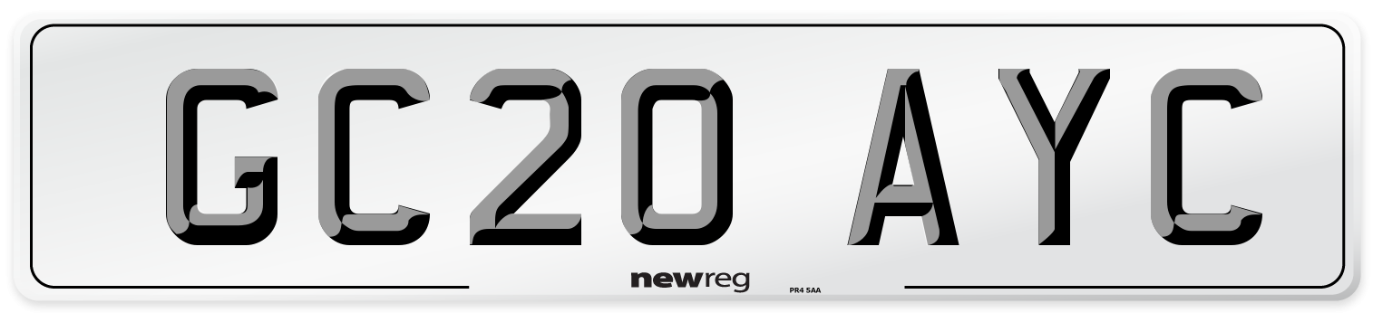 GC20 AYC Number Plate from New Reg